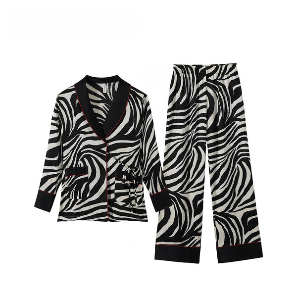 Zebra print long sleeved women's sleepwear set