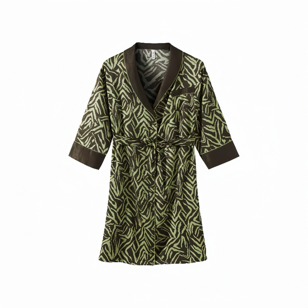 Nightgown medium and long black and green home pajamas for women