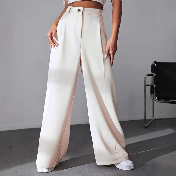 European And American New Women's Trousers Solid Color Casual Straight Pants - VINEEMAN