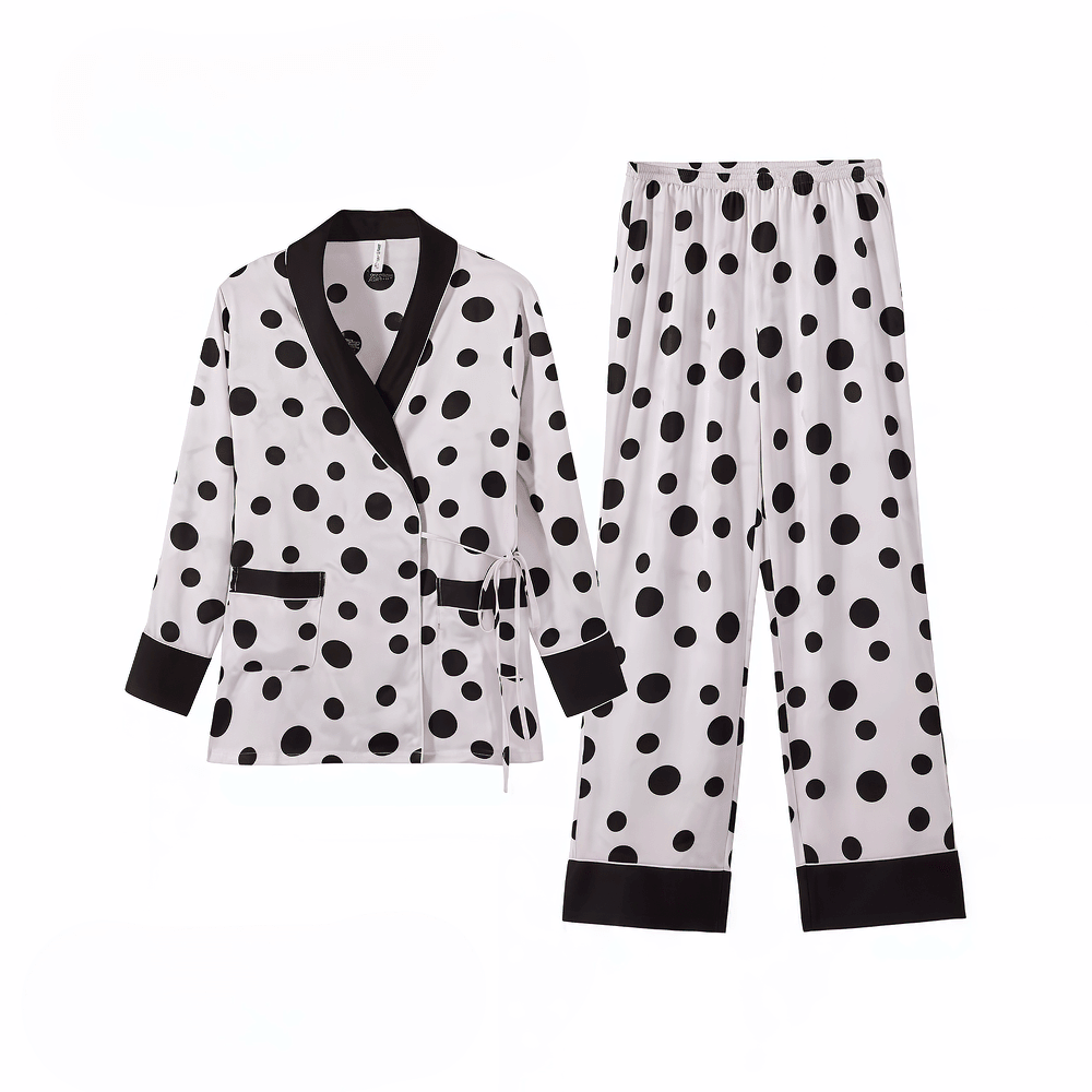 Pink polka dot long - sleeved pajamas for women - VINEEMAN