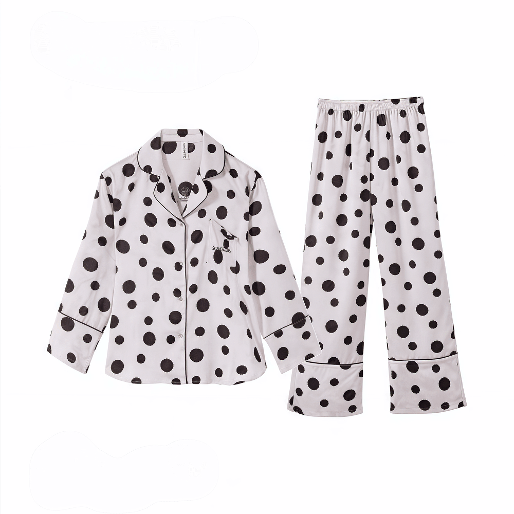 Polka dot purple soft ice silk pajamas for women - VINEEMAN